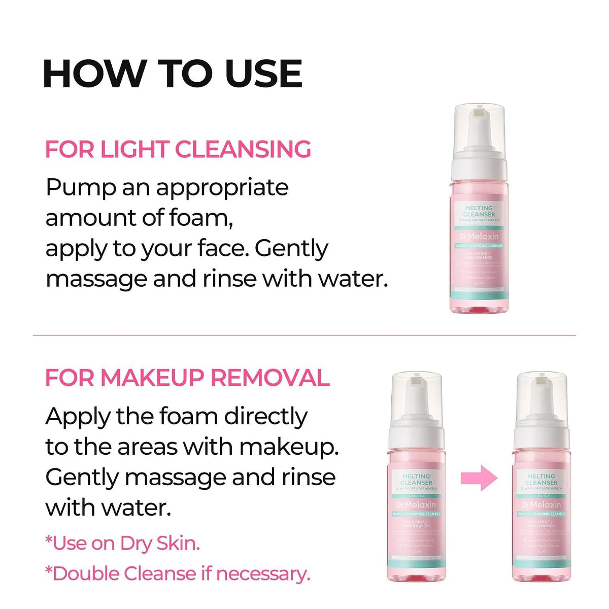 Dr. Melaxin Melting Bubble Cleanser – 2-in-1 Makeup Remover + Face Wash Dr.Melaxin