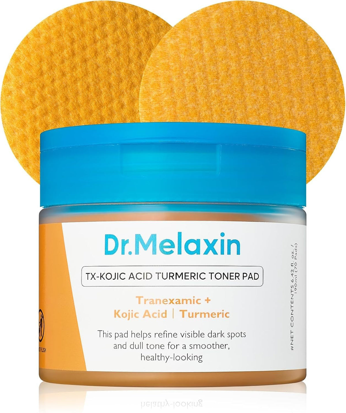 Dr.Melaxin TX Turmeric Toner Pads, 70 Sheets, Tranexamic Acid, Kojic Acid, Turmeric Dr.Melaxin