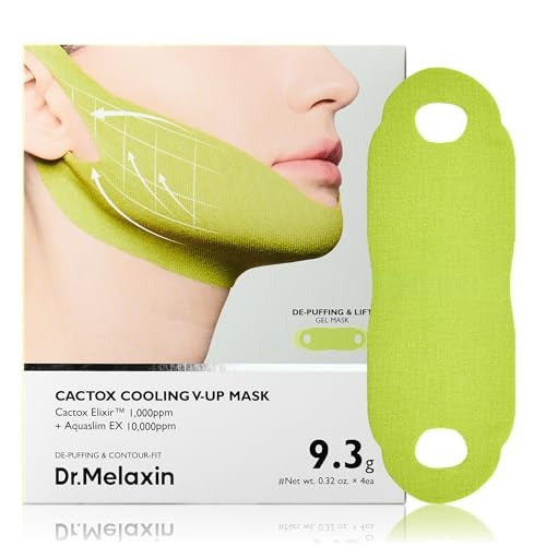 Dr.Melaxin CACTOX V-Lifting Mewing Band – Cactox + Caffeine + Collagen Double Chin Lifting Band for Sagging Jawline & Facial Puffiness 8 pcs (2 pcs) Dr.Melaxin