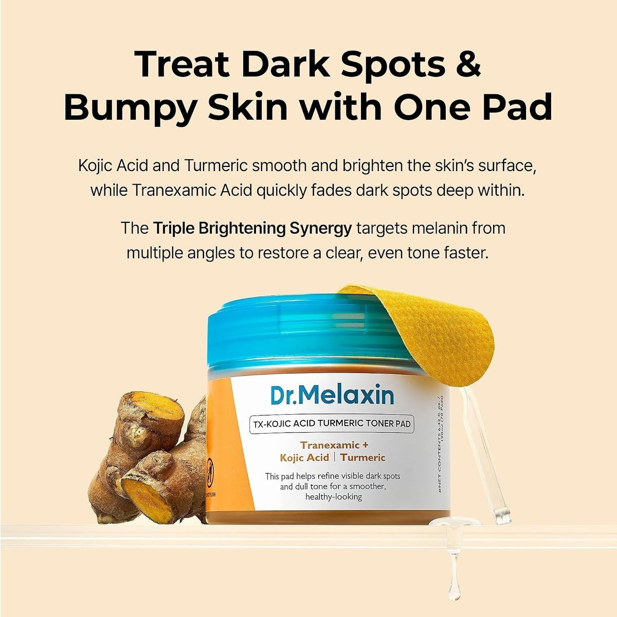 Dr.Melaxin TX Turmeric Toner Pads, 70 Sheets, Tranexamic Acid, Kojic Acid, Turmeric Dr.Melaxin